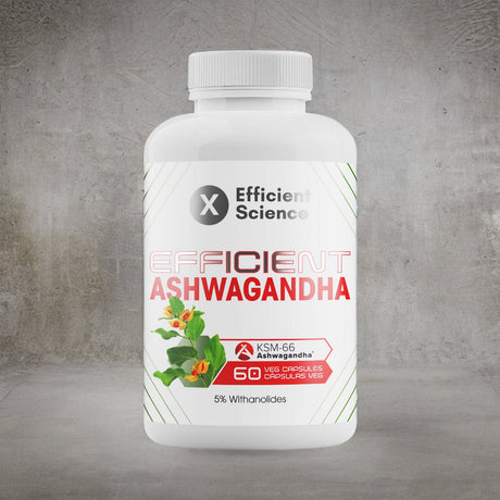 Consigue las mejores cápsulas de Ashwagandha KSM-66 de Efficient Science I 60 cápsulas vegetales I 500 mg de extracto I Adaptógeno 100% natural - EFFICIENT GROUP