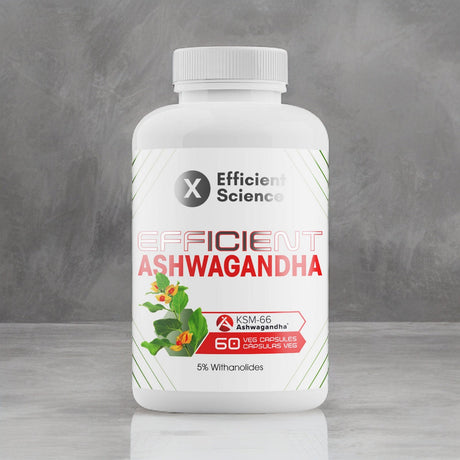 Consigue las mejores cápsulas de Ashwagandha KSM-66 de Efficient Science I 60 cápsulas vegetales I 500 mg de extracto I Adaptógeno 100% natural - EFFICIENT GROUP