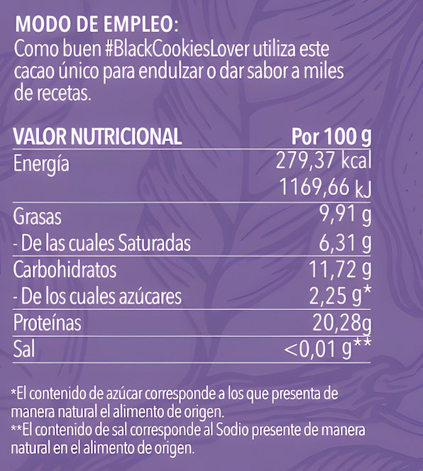 Cacao Black Cookies 100% ALK 250 gr - Sweet Tasty - EFFICIENT GROUP